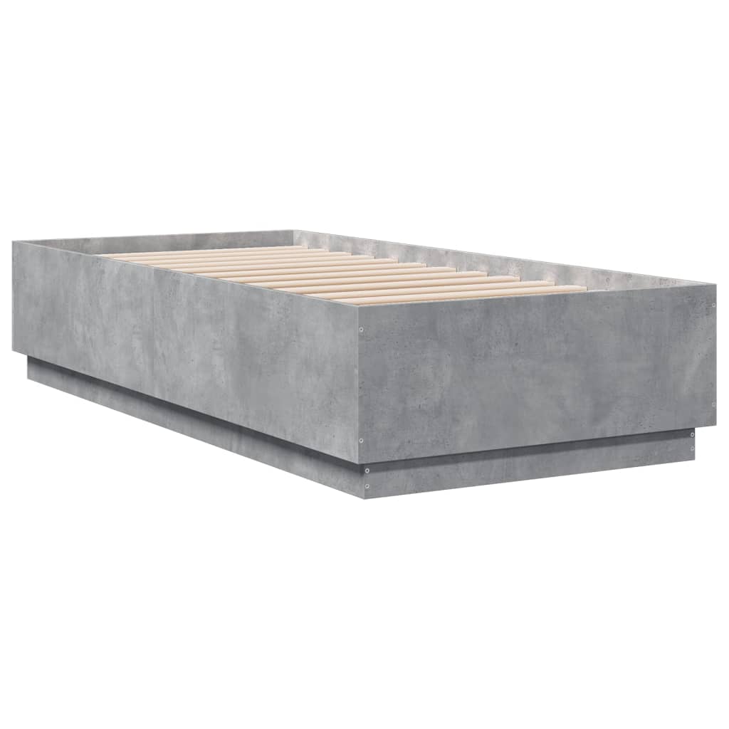 Cadre de lit avec LED sans matelas gris béton 100x200 cm - XIOS