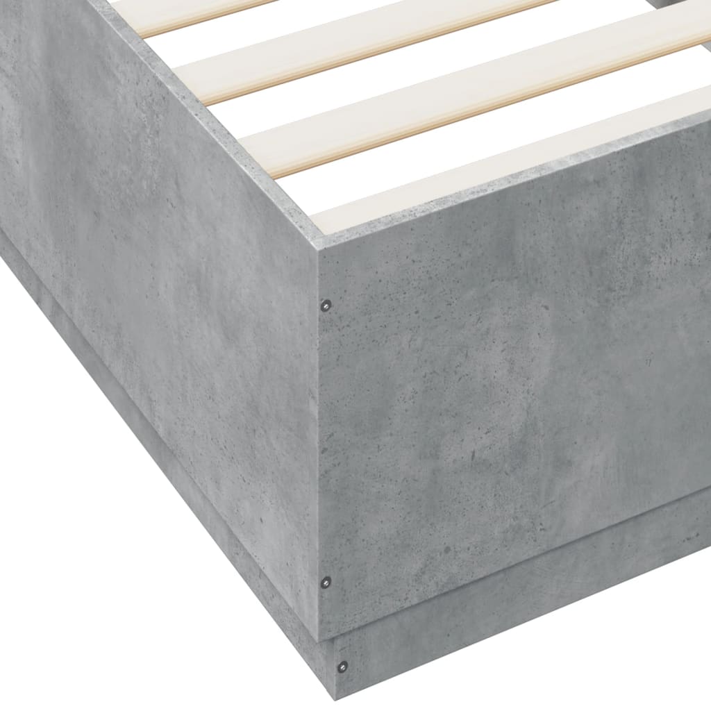 Cadre de lit avec LED sans matelas gris béton 100x200 cm - XIOS