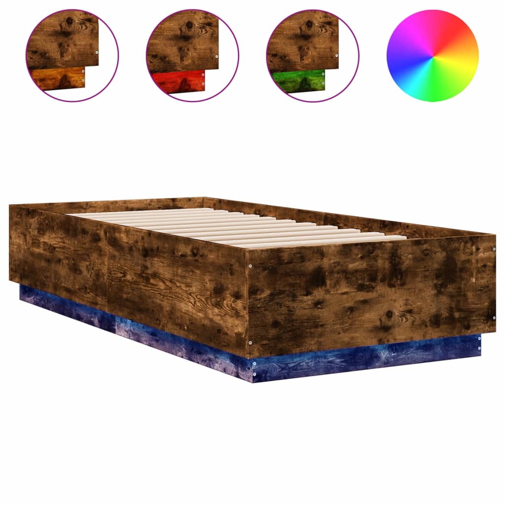Cadre de lit avec LED sans matelas chêne fumé 100x200 cm - XIOS