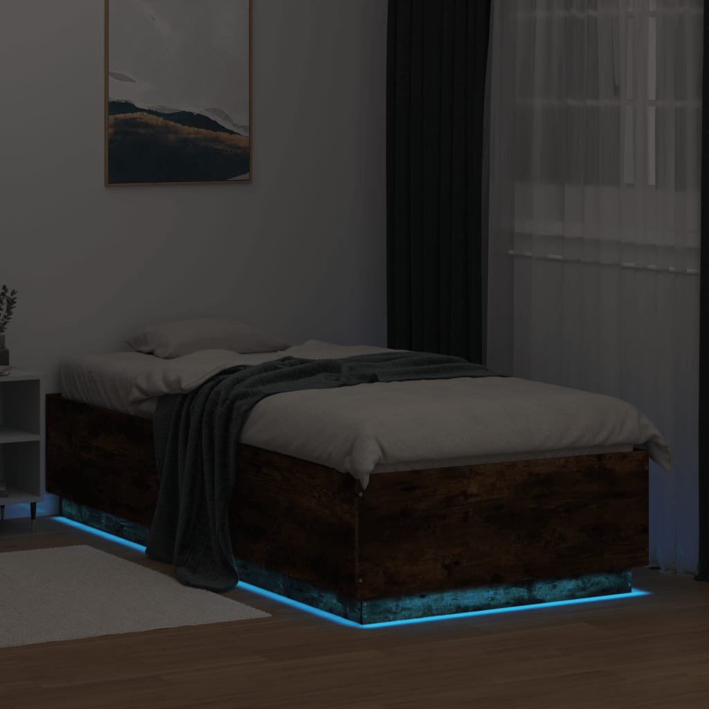 Cadre de lit avec LED sans matelas chêne fumé 100x200 cm - XIOS