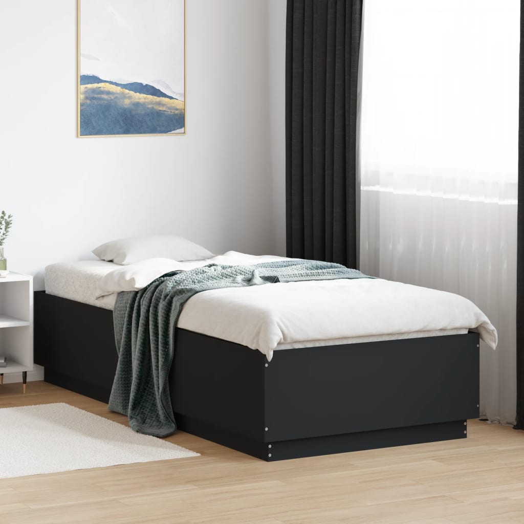 Cadre de lit avec LED sans matelas noir 90x200 cm - XIOS