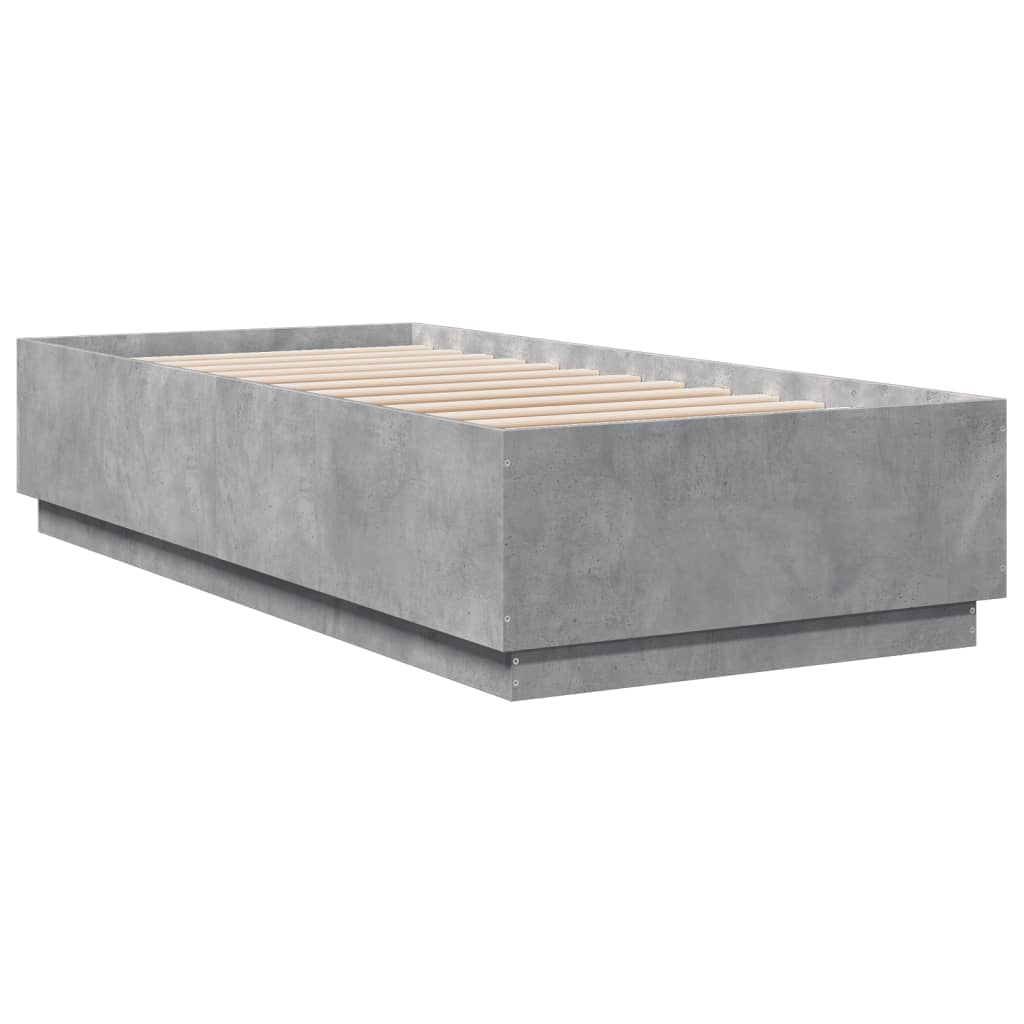 Cadre de lit avec LED sans matelas gris béton 90x200 cm - XIOS