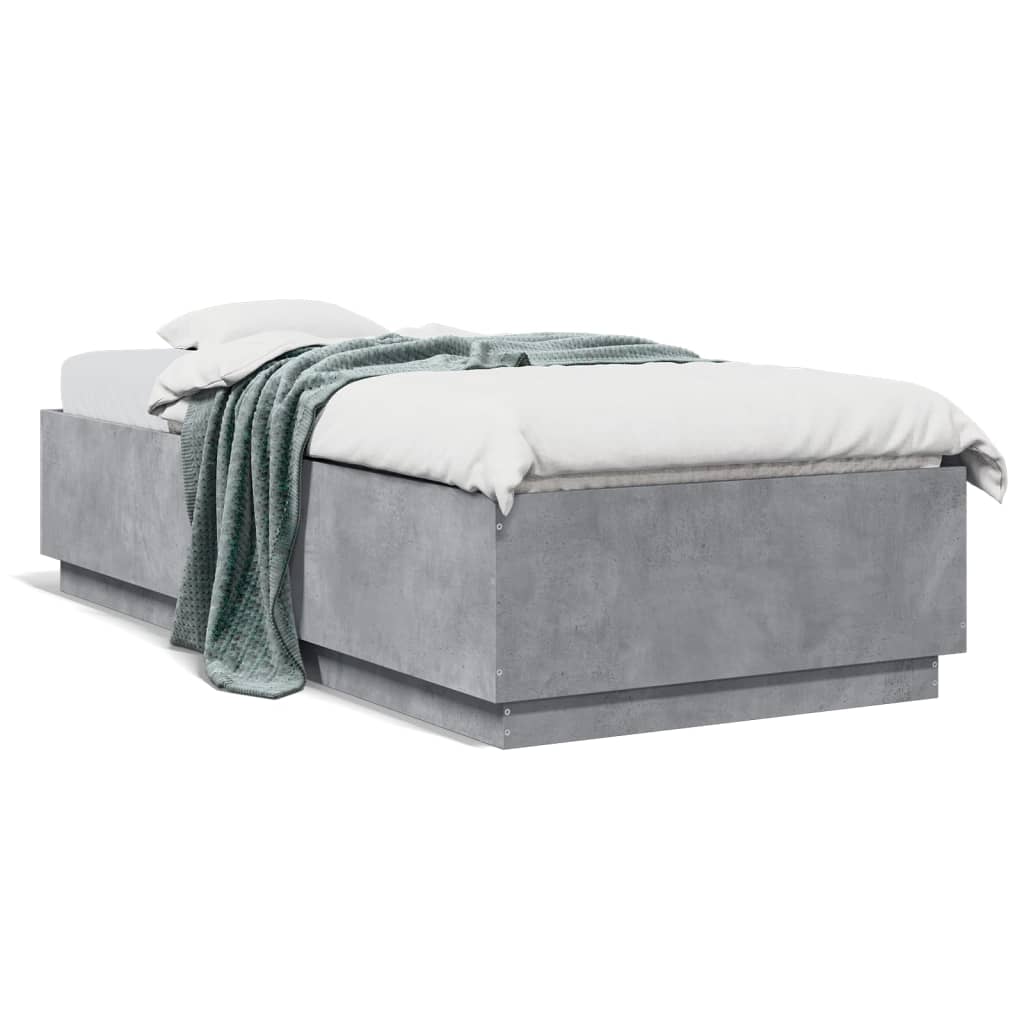 Cadre de lit avec LED sans matelas gris béton 90x200 cm - XIOS
