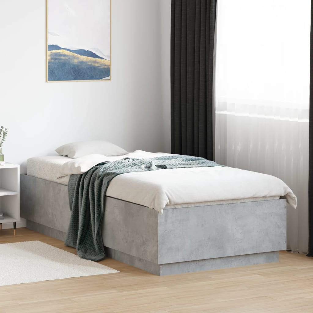 Cadre de lit avec LED sans matelas gris béton 90x200 cm - XIOS