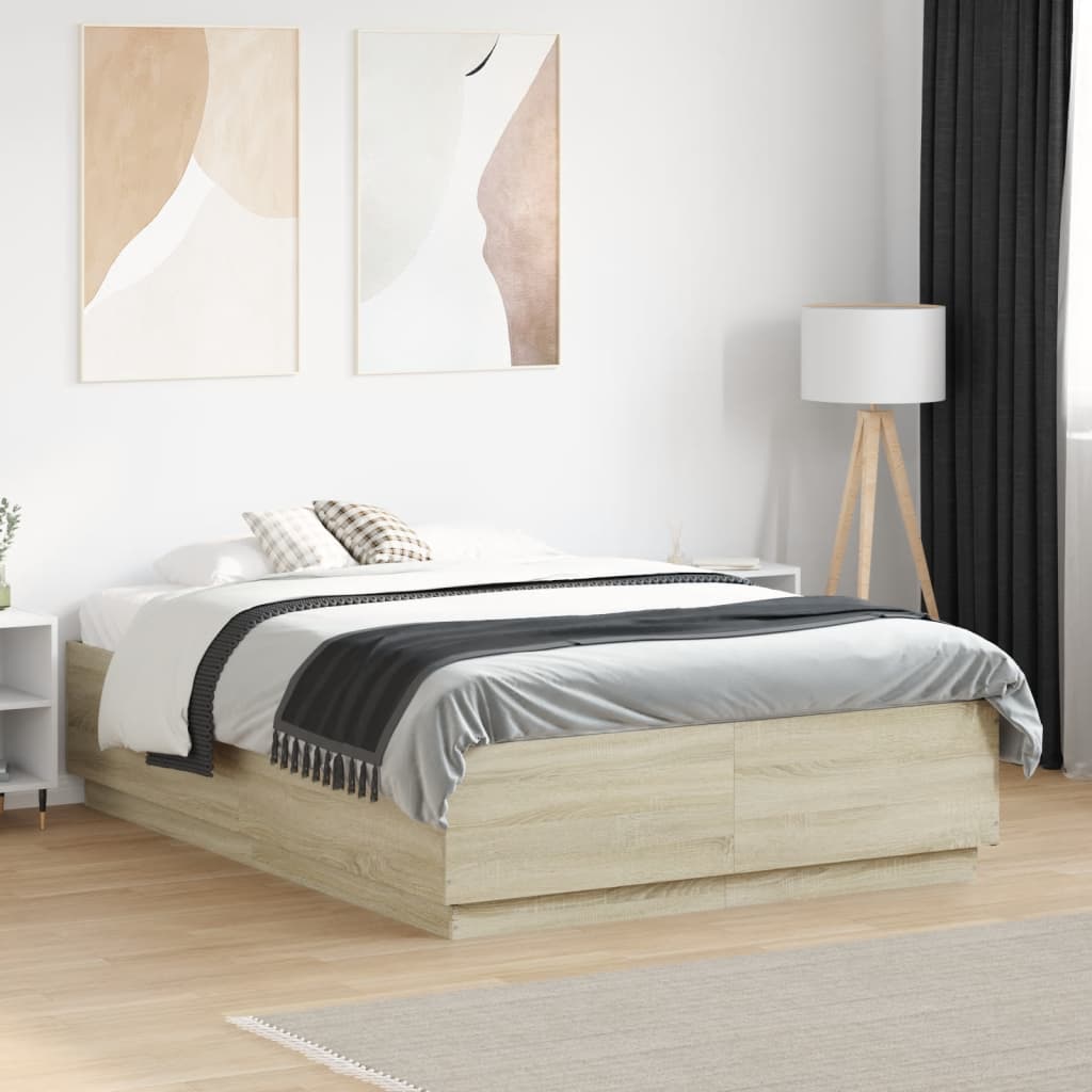 Cadre de lit avec LED sans matelas chêne sonoma 140x190 cm - XIOS