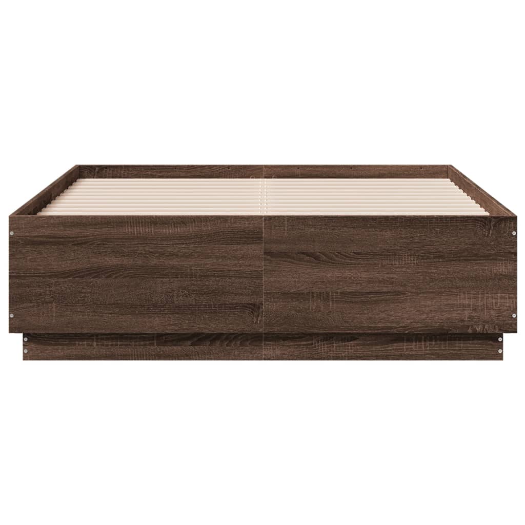 Cadre de lit avec lumières LED chêne marron 140x190 cm Lits & cadres de lit vidaXL   