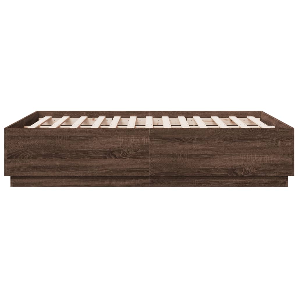Cadre de lit avec lumières LED chêne marron 140x190 cm Lits & cadres de lit vidaXL   