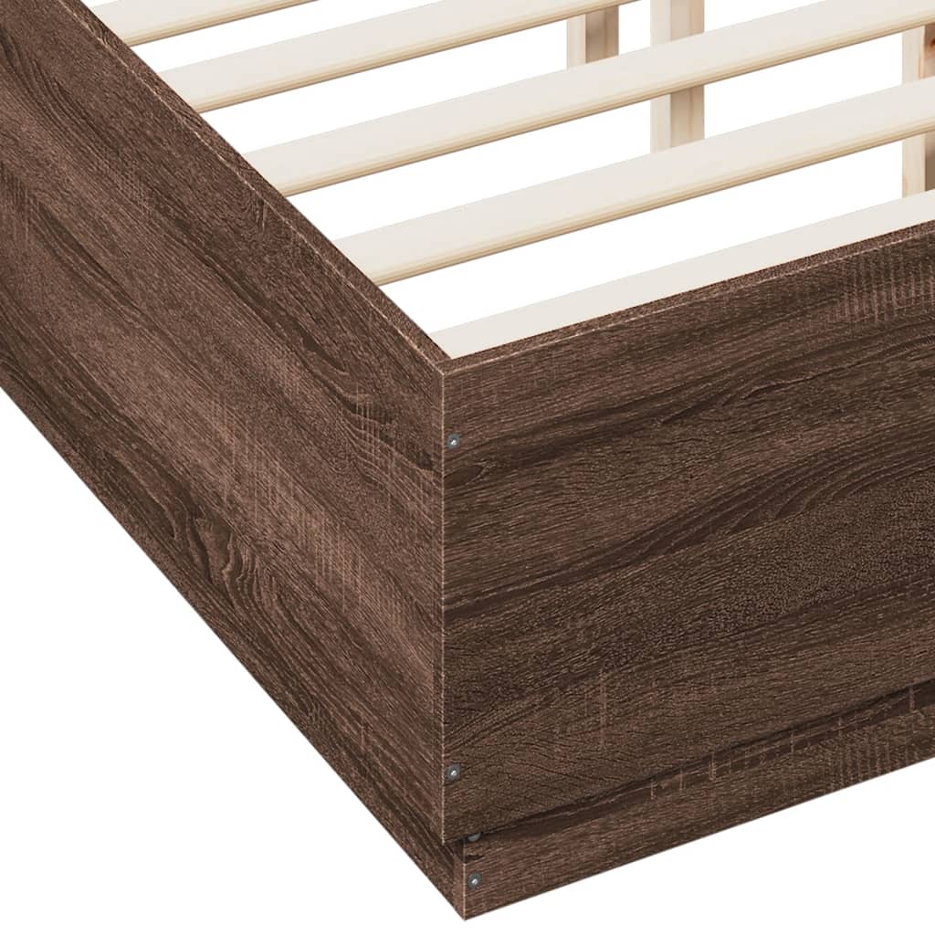 Cadre de lit avec lumières LED chêne marron 140x190 cm Lits & cadres de lit vidaXL   