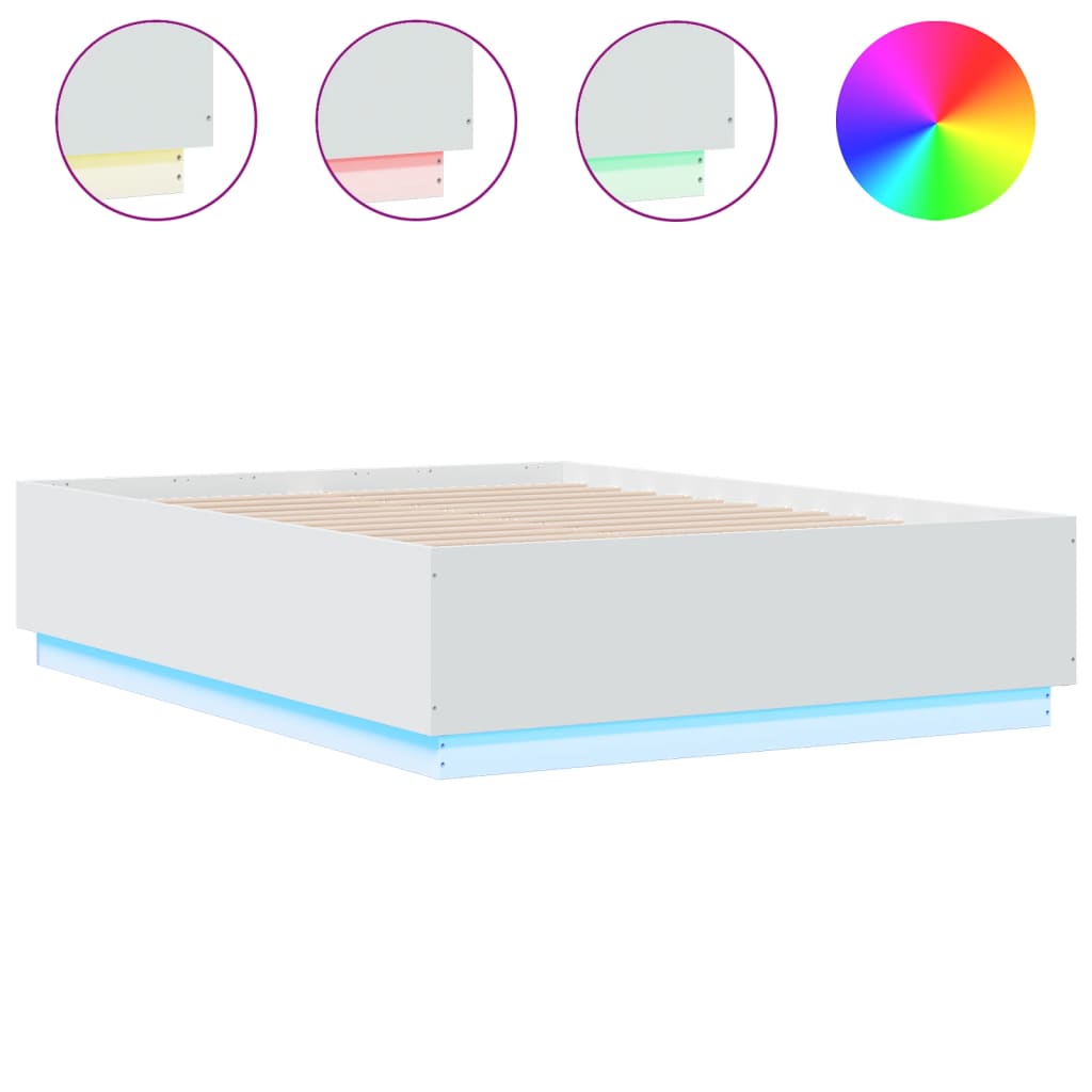 Cadre de lit avec LED sans matelas blanc 135x190 cm - XIOS