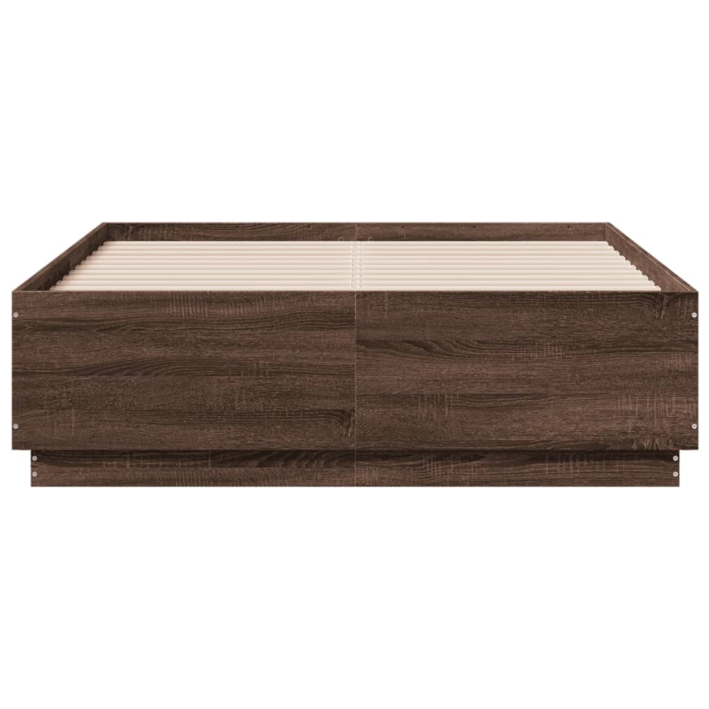 Cadre de lit avec LED sans matelas chêne marron 135x190 cm - XIOS