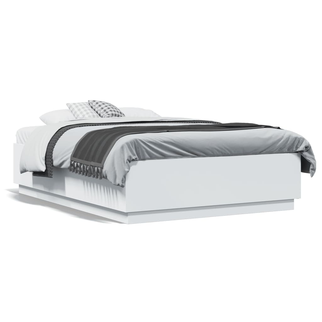 Cadre de lit avec lumières LED blanc 120x190 cm bois ingénierie Lits & cadres de lit vidaXL   