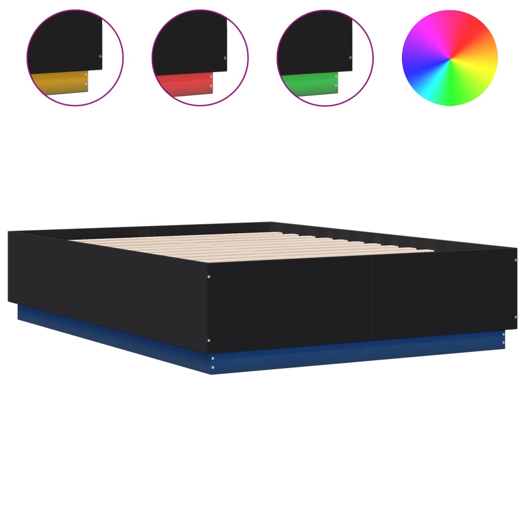 Cadre de lit avec LED sans matelas noir 120x190 cm - XIOS