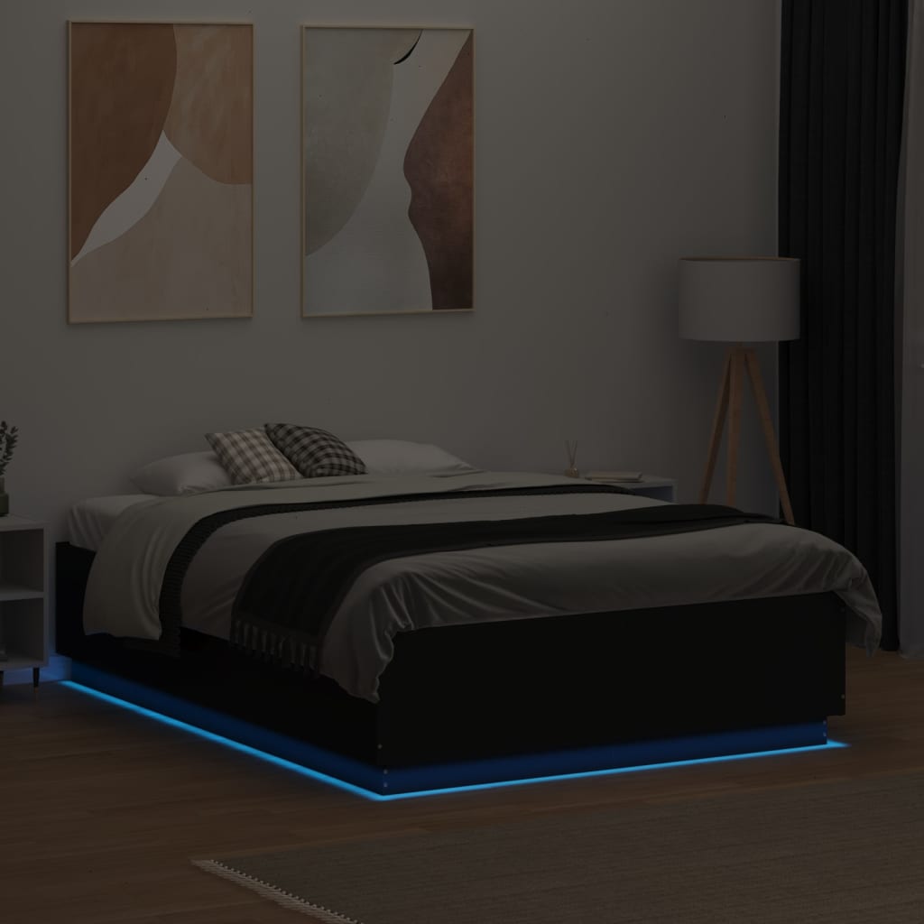 Cadre de lit avec LED sans matelas noir 120x190 cm - XIOS
