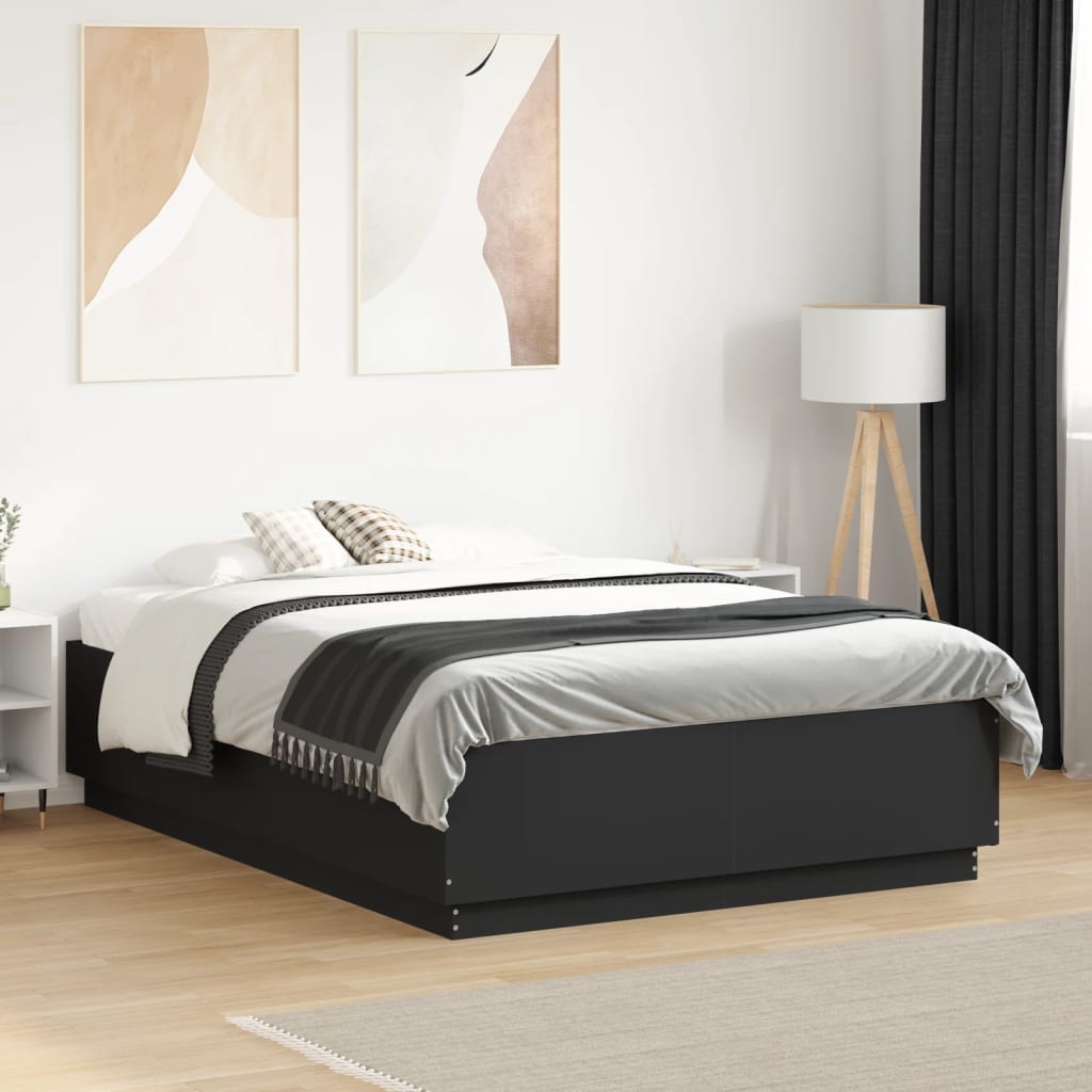 Cadre de lit avec LED sans matelas noir 120x190 cm - XIOS