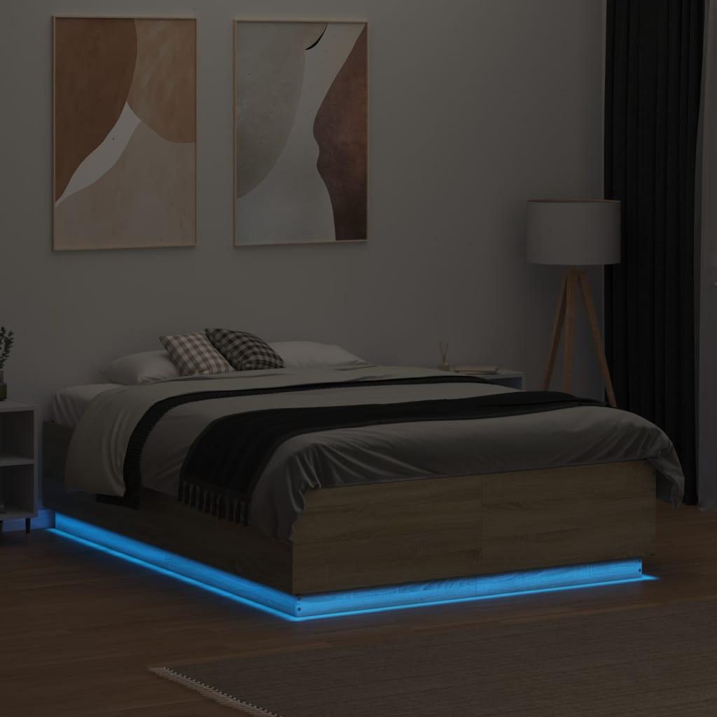 Cadre de lit avec LED sans matelas chêne sonoma 120x190 cm - XIOS