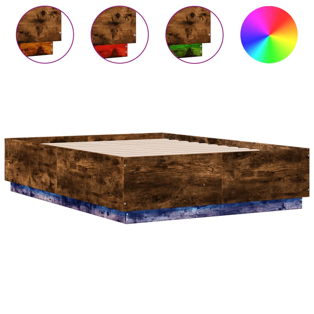 Cadre de lit avec LED sans matelas chêne fumé 120x190 cm - XIOS