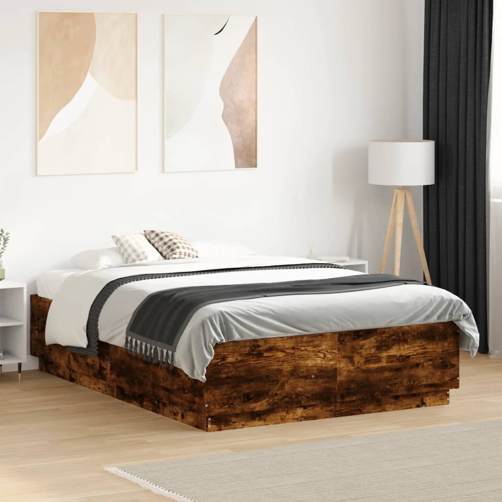 Cadre de lit avec LED sans matelas chêne fumé 120x190 cm - XIOS