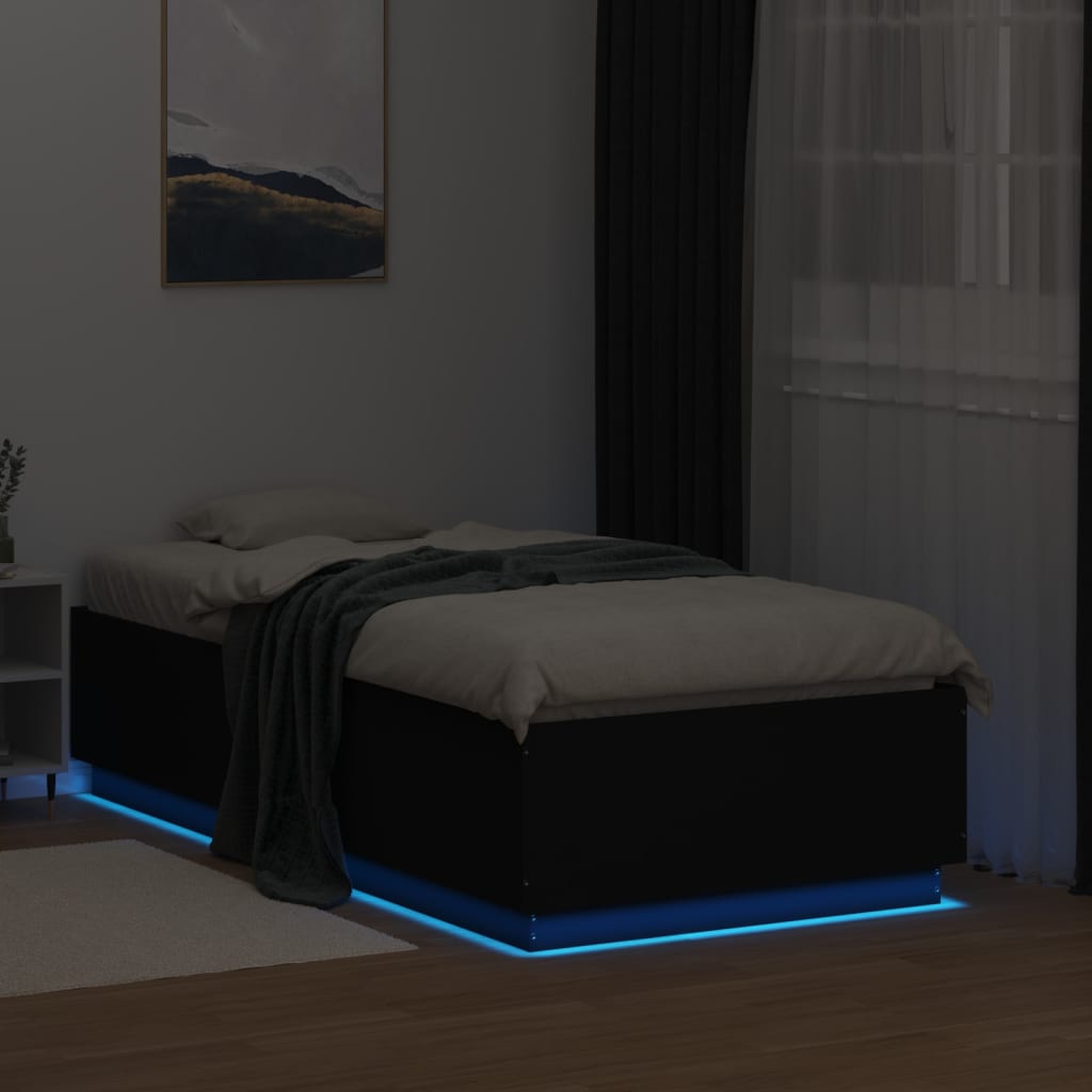 Cadre de lit avec LED sans matelas noir 90x190 cm - XIOS