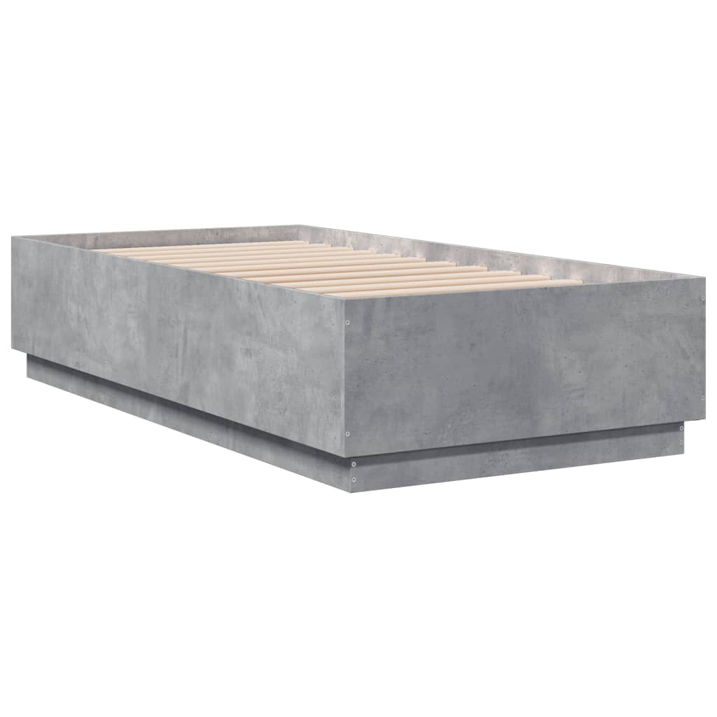 Cadre de lit avec LED sans matelas gris béton 90x190 cm - XIOS