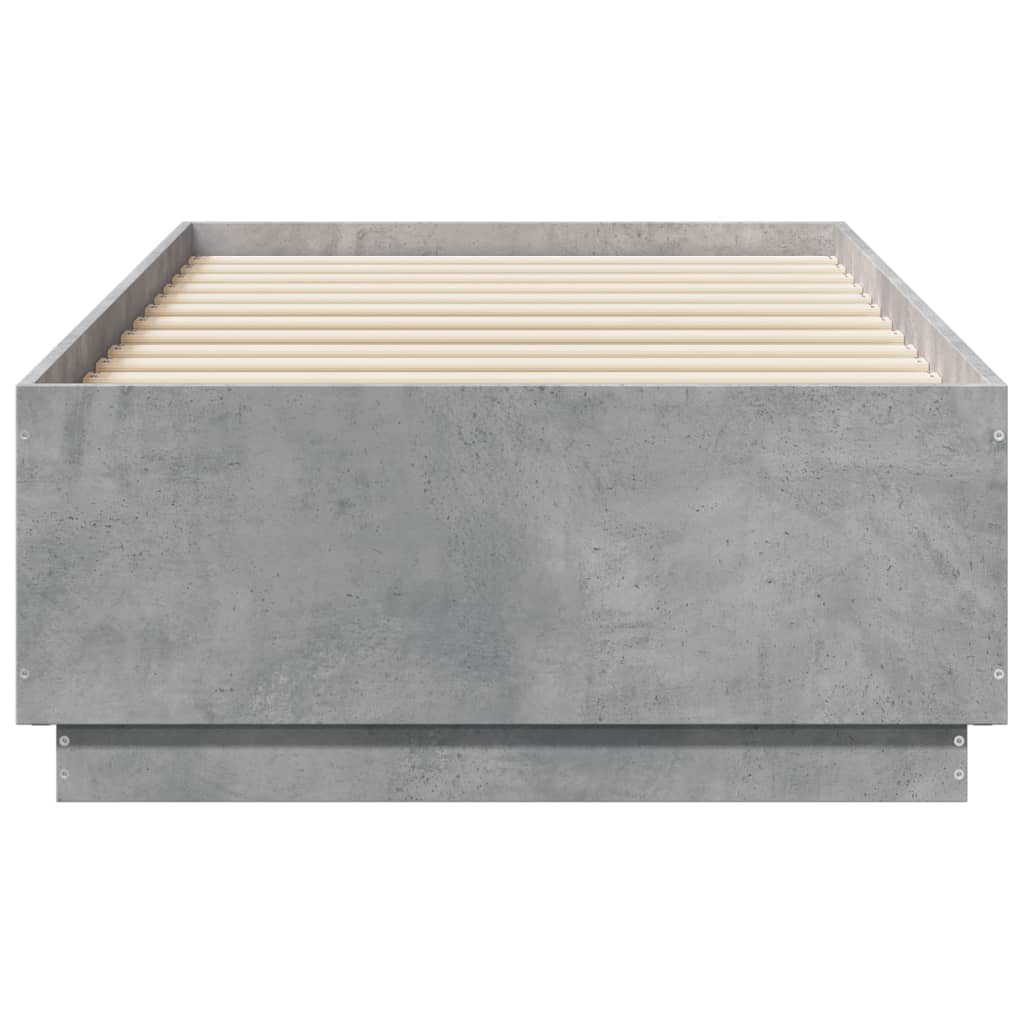 Cadre de lit avec LED sans matelas gris béton 90x190 cm - XIOS
