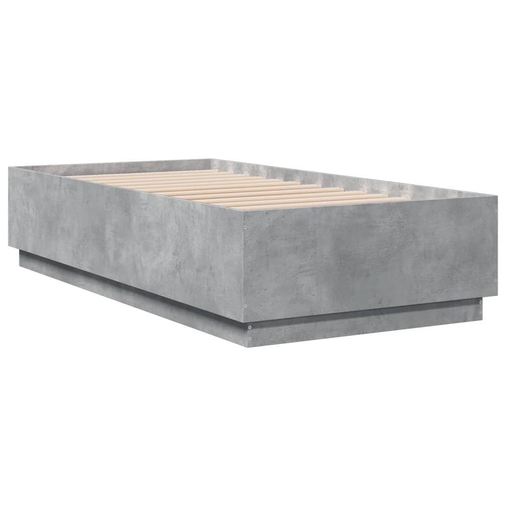 Cadre de lit avec LED sans matelas gris béton 90x190 cm - XIOS