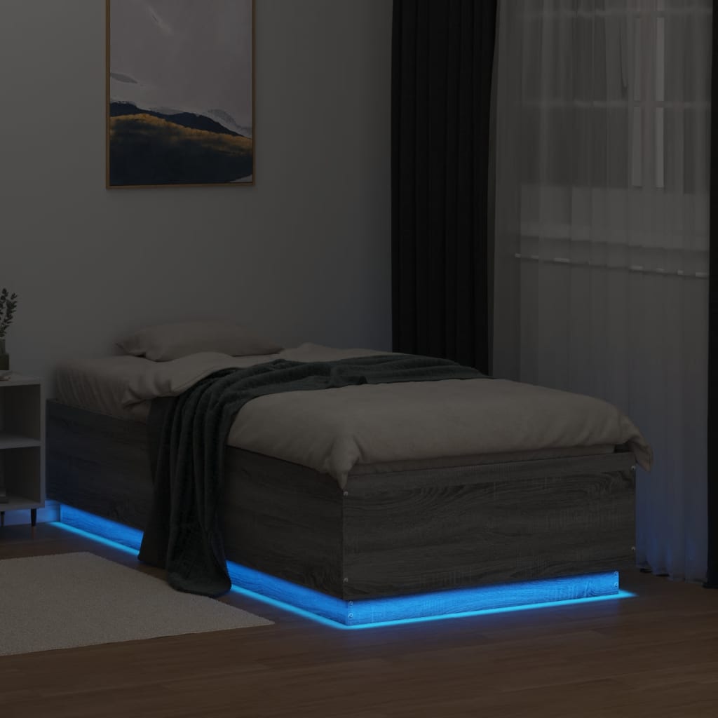 Cadre de lit avec LED sans matelas sonoma gris 90x190 cm - XIOS