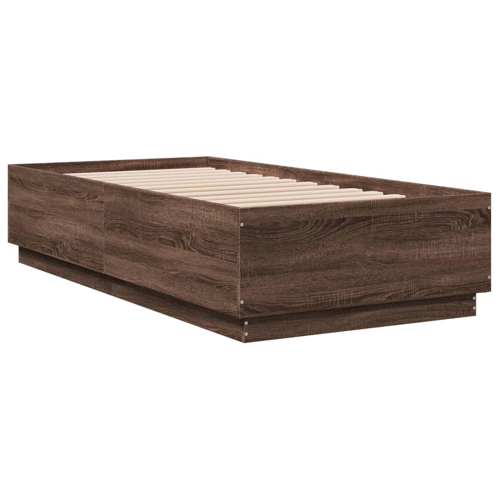 Cadre de lit avec LED sans matelas chêne marron 90x190 cm - XIOS