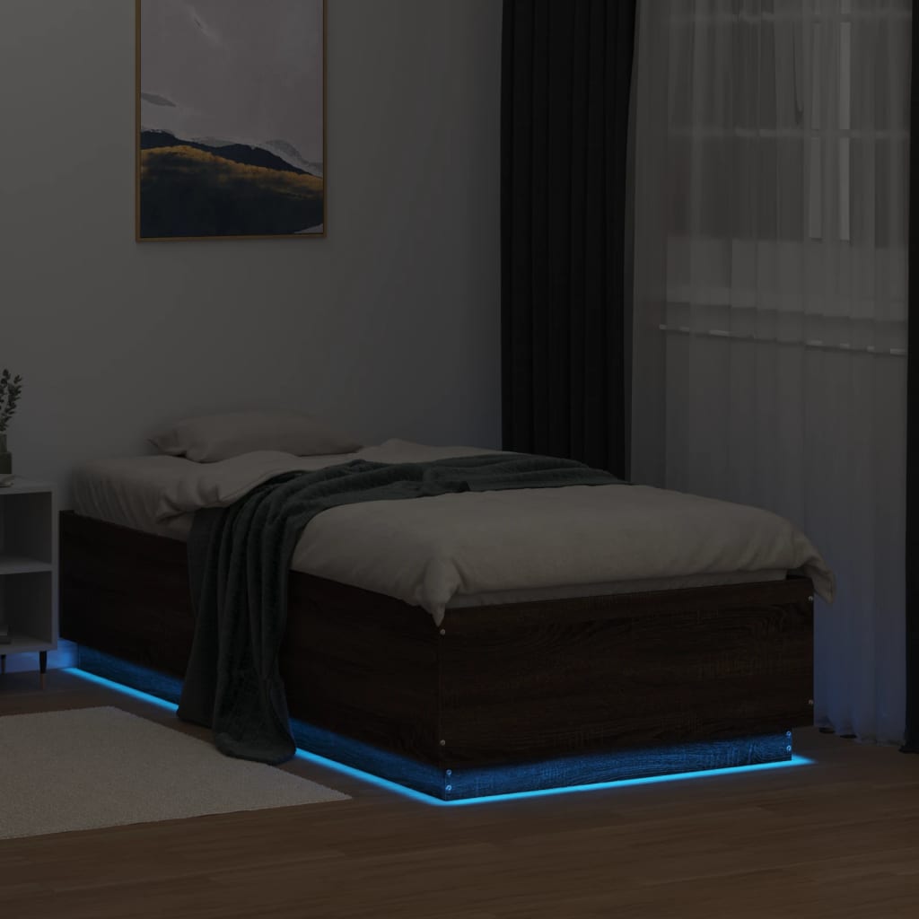 Cadre de lit avec LED sans matelas chêne marron 90x190 cm - XIOS