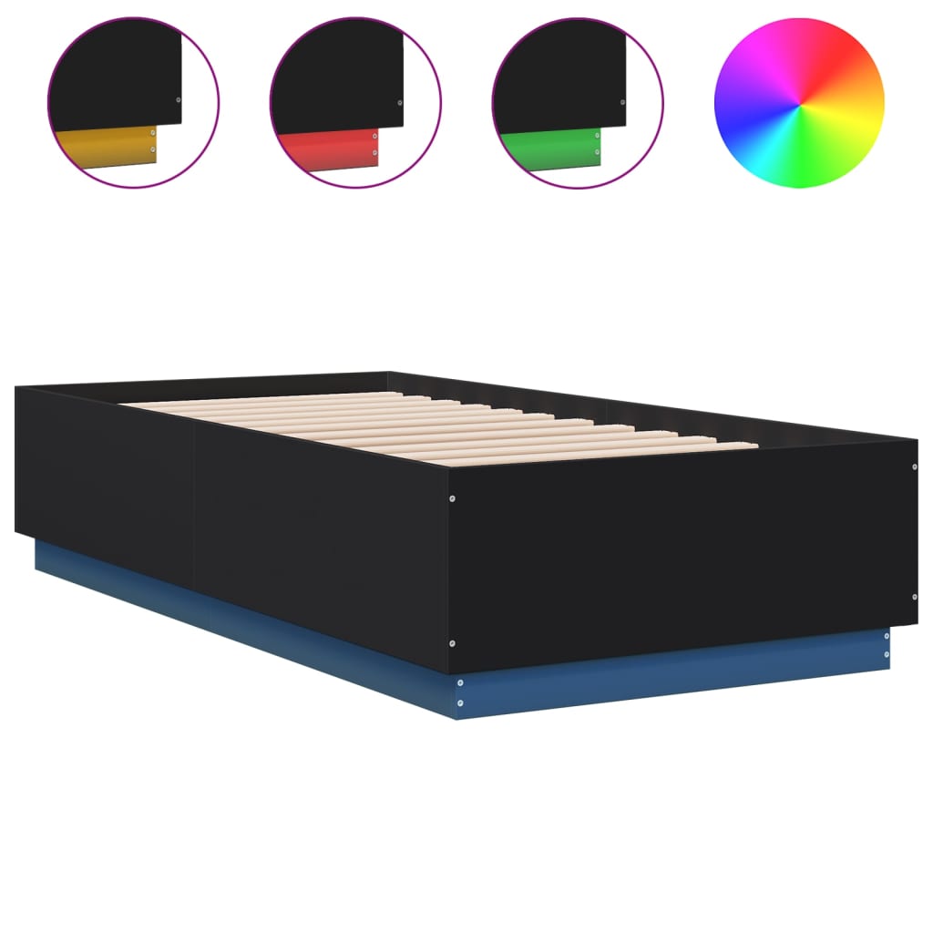 Cadre de lit avec LED sans matelas noir 75x190 cm - XIOS
