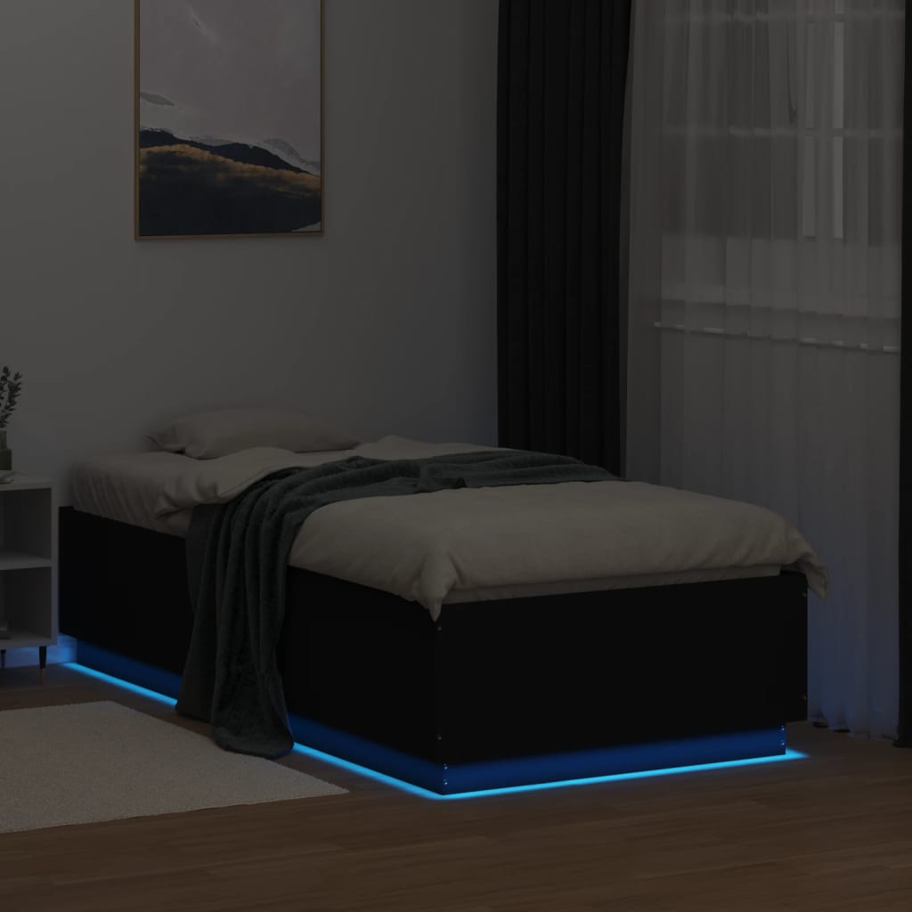 Cadre de lit avec LED sans matelas noir 75x190 cm - XIOS
