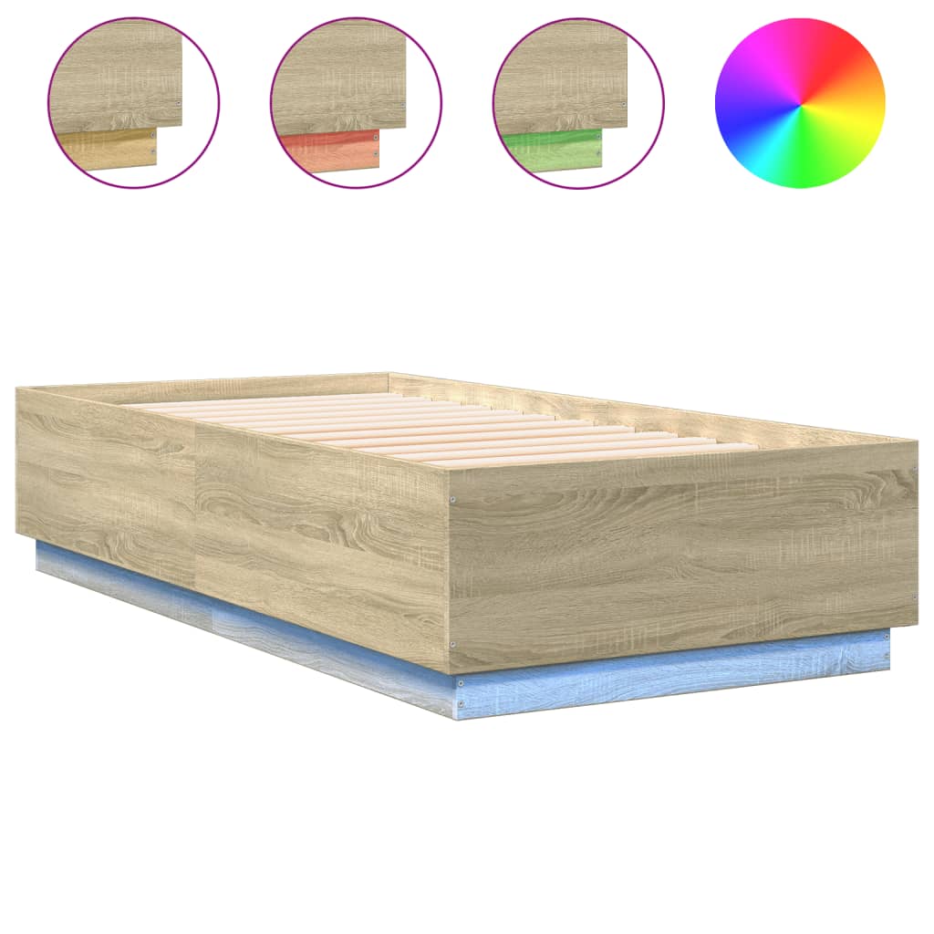 Cadre de lit avec LED sans matelas chêne sonoma 75x190 cm - XIOS