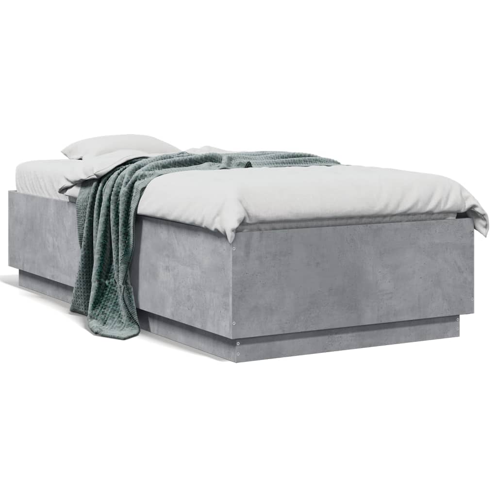 Cadre de lit avec LED sans matelas gris béton 75x190 cm - XIOS