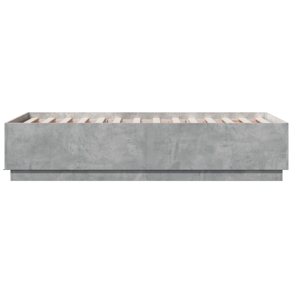 Cadre de lit avec LED sans matelas gris béton 75x190 cm - XIOS
