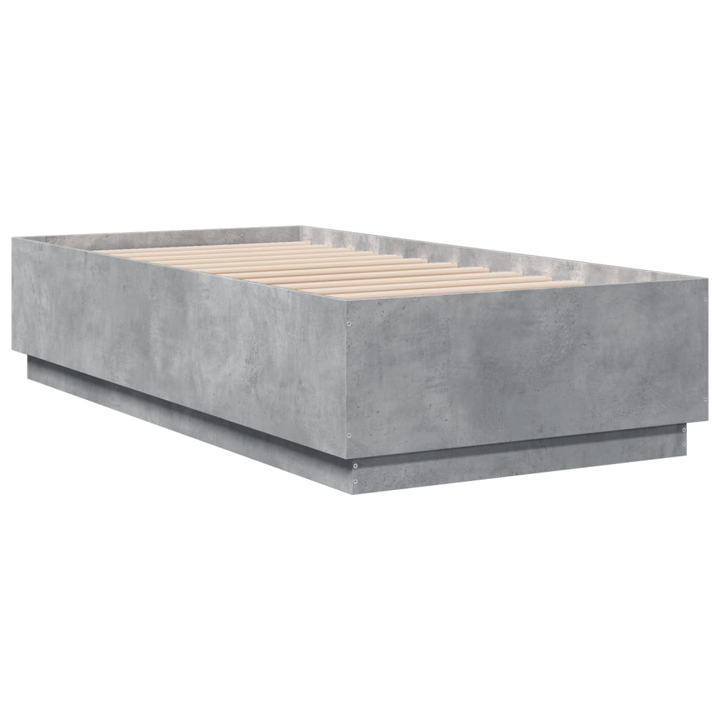 Cadre de lit avec LED sans matelas gris béton 75x190 cm - XIOS