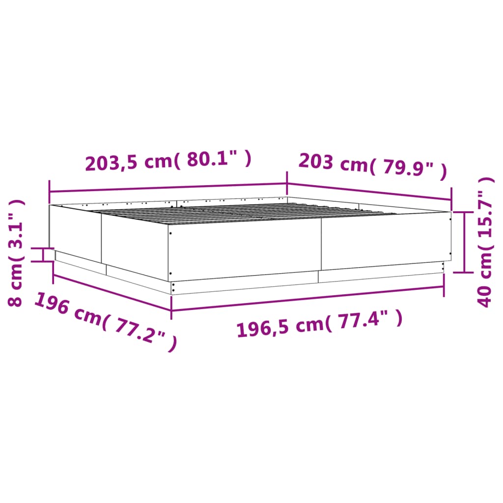 Cadre de lit sans matelas blanc 200x200 cm - XIOS