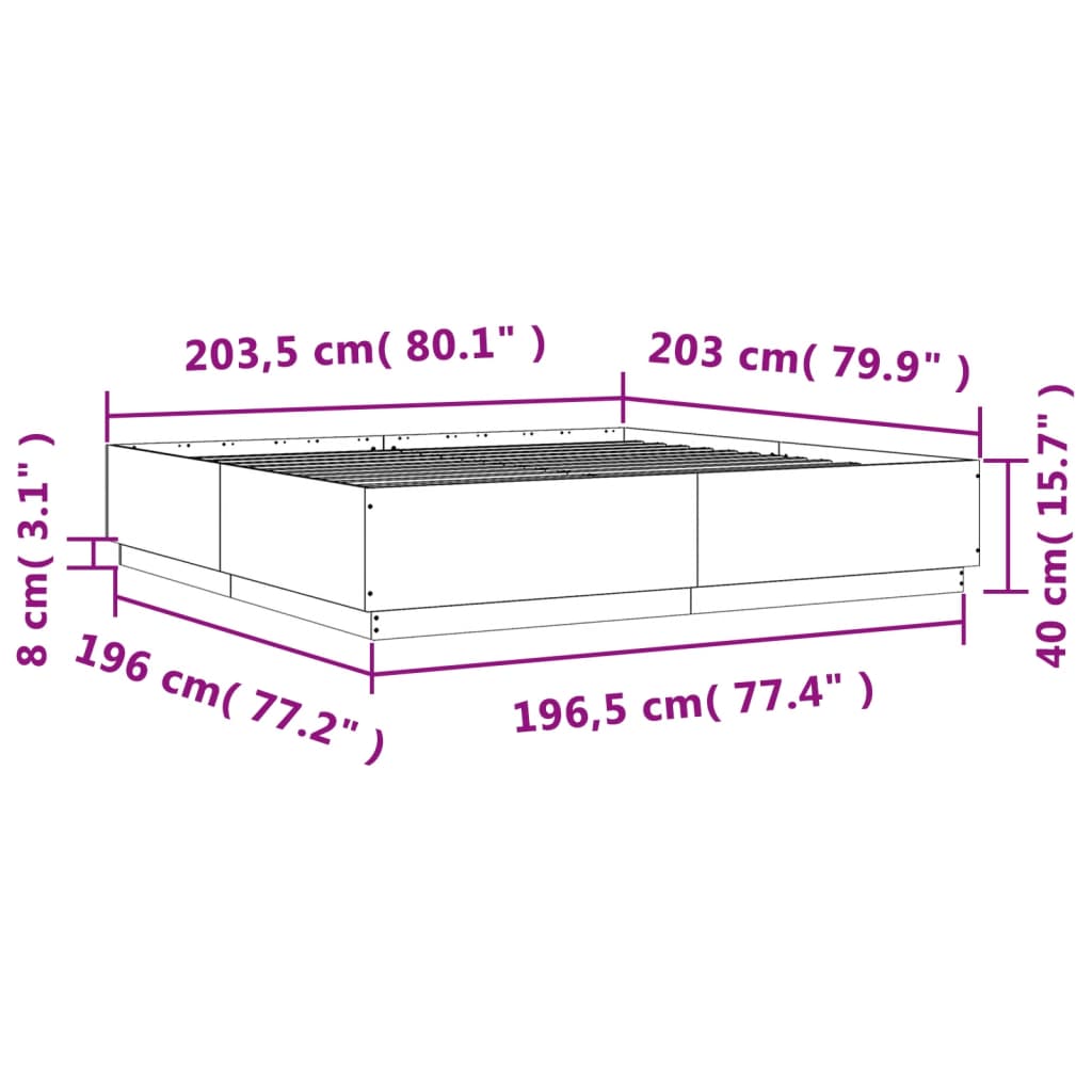 Cadre de lit sans matelas sonoma gris 200x200 cm - XIOS