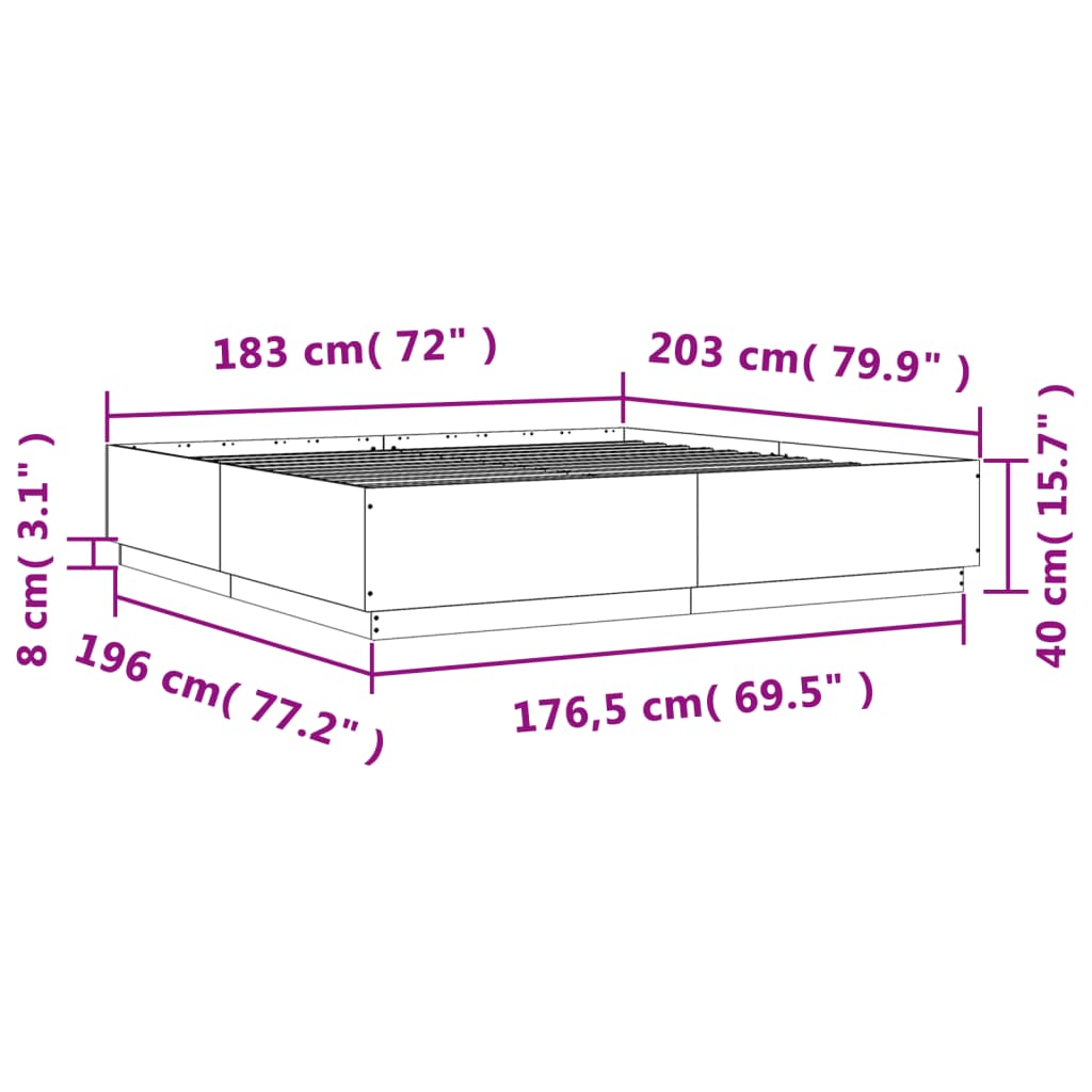 Cadre de lit sans matelas chêne sonoma 180x200 cm - XIOS