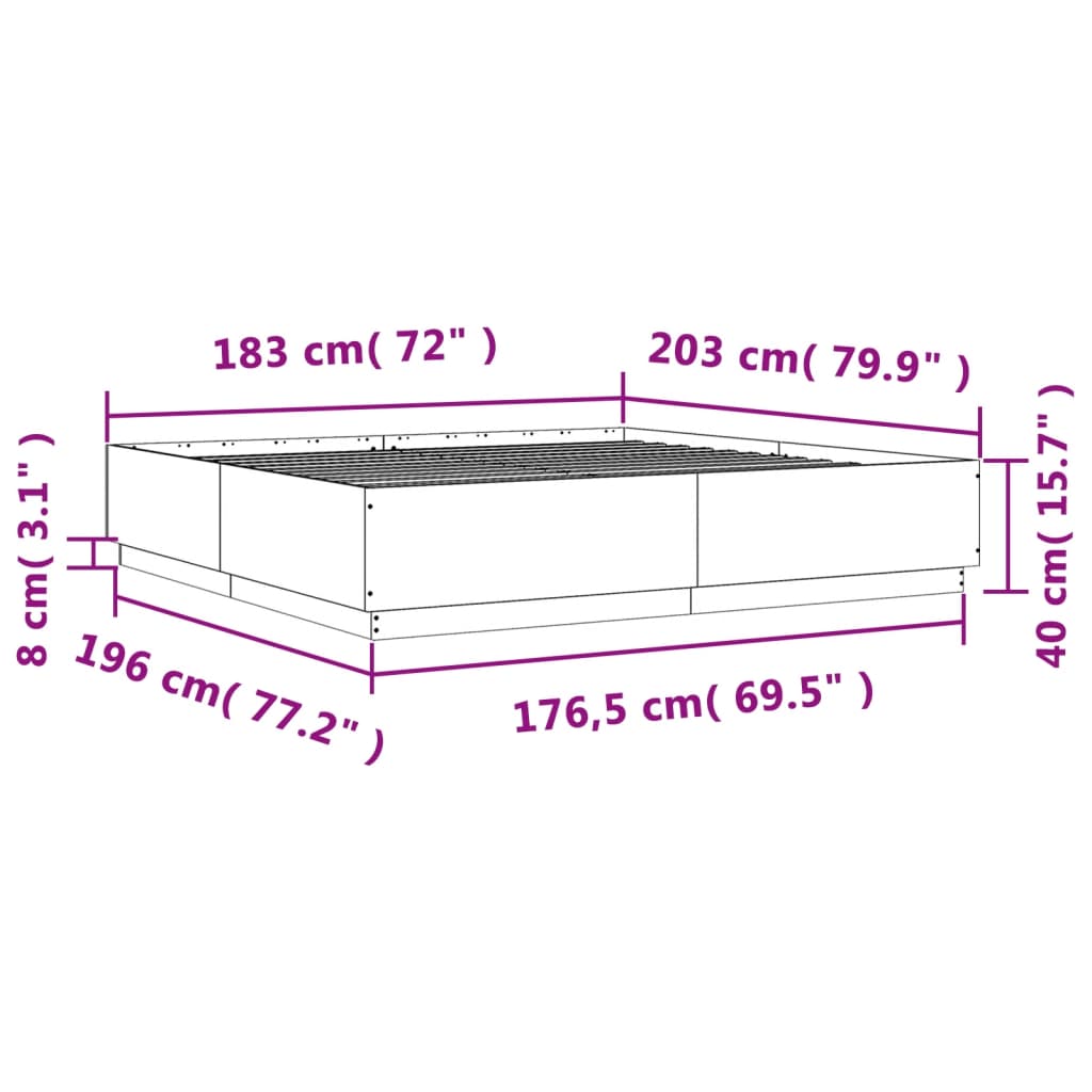 Cadre de lit sans matelas sonoma gris 180x200 cm - XIOS