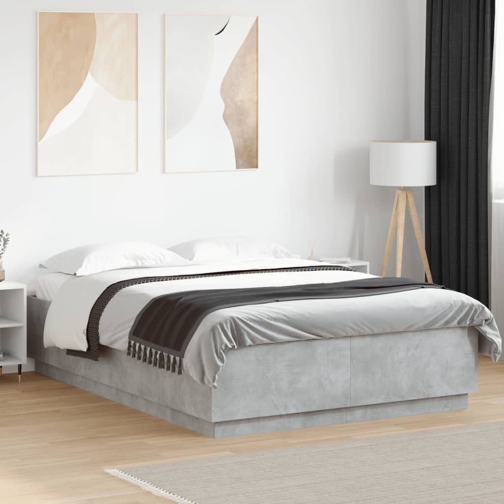Cadre de lit sans matelas gris béton 160x200 cm - XIOS