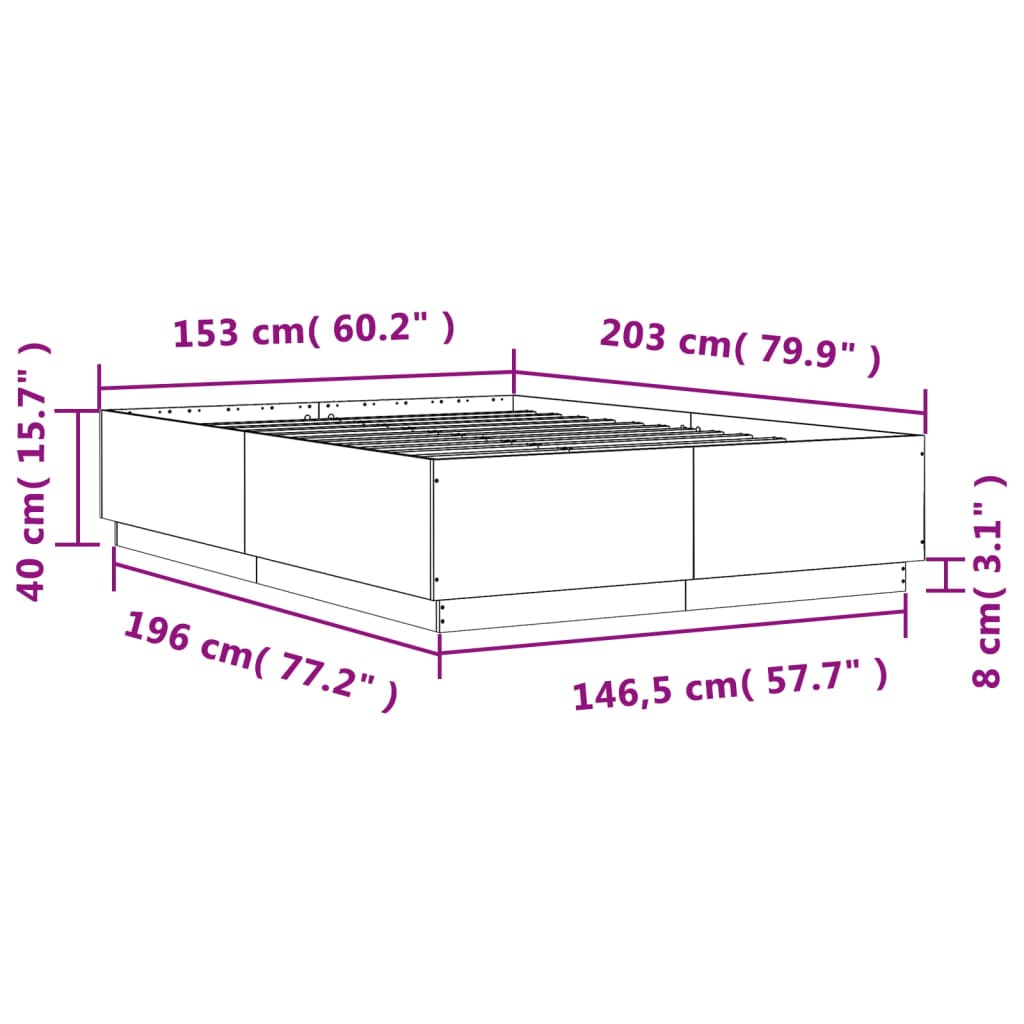 Cadre de lit sans matelas noir 150x200 cm - XIOS