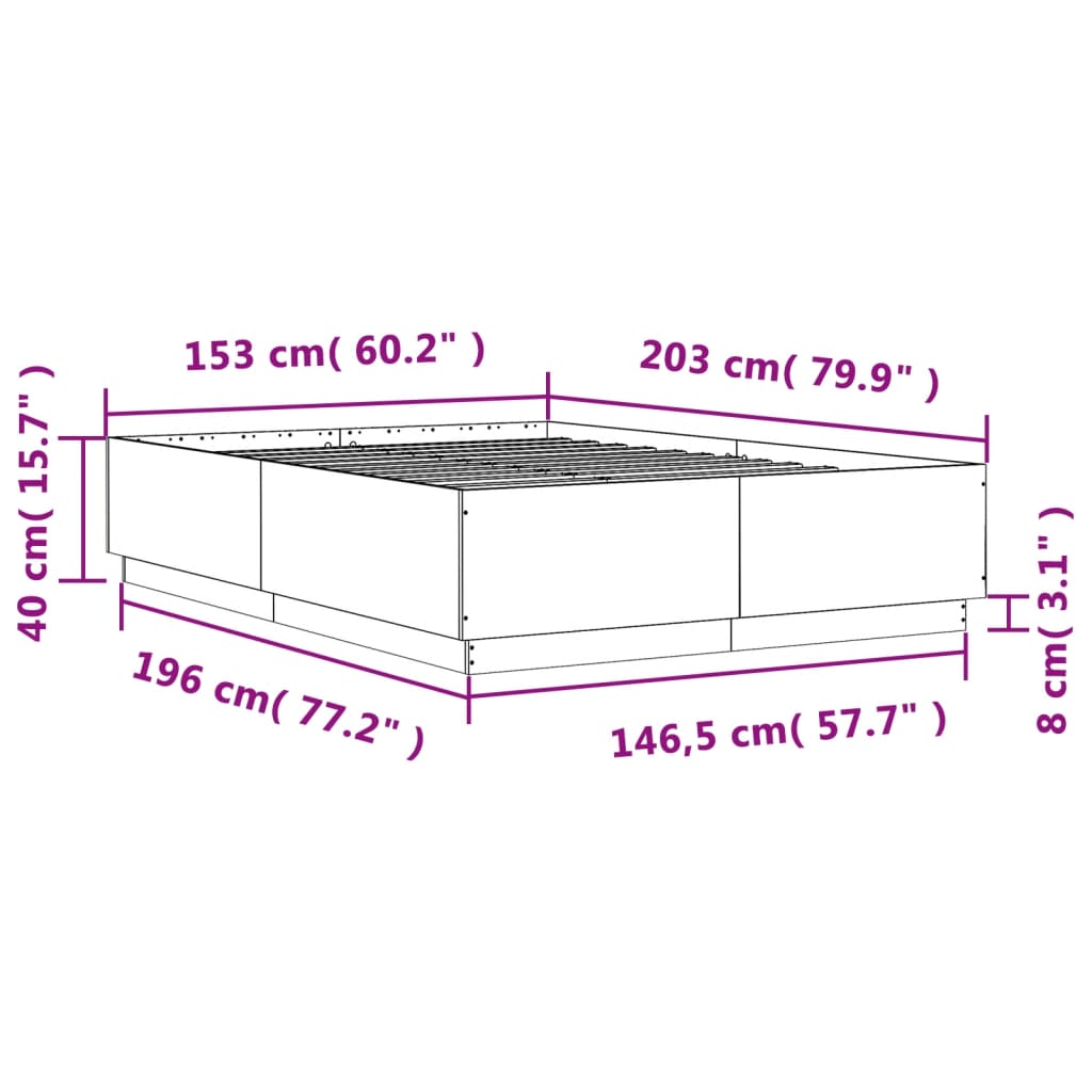 Cadre de lit sans matelas chêne fumé 150x200 cm - XIOS