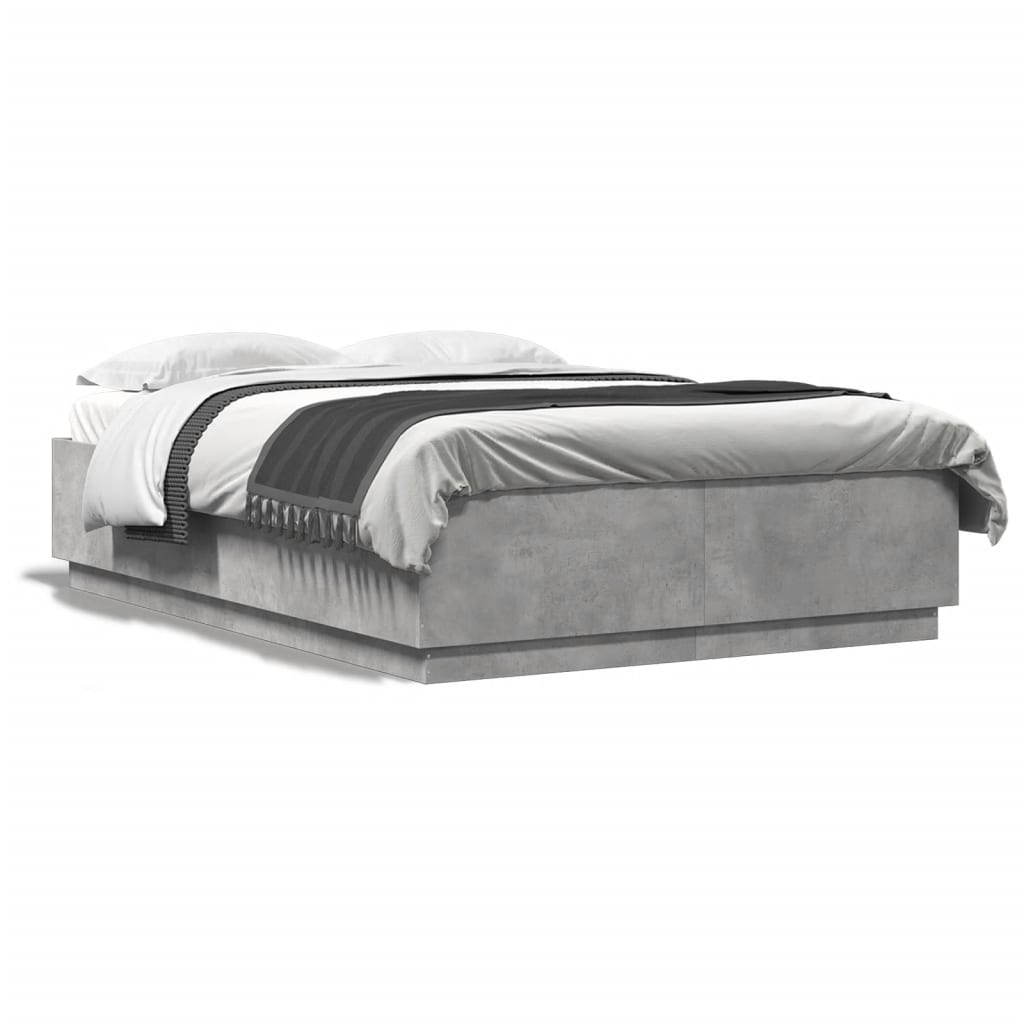 Cadre de lit sans matelas gris béton 140x200 cm - XIOS