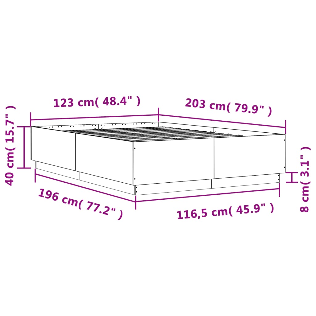 Cadre de lit sans matelas gris béton 120x200 cm - XIOS