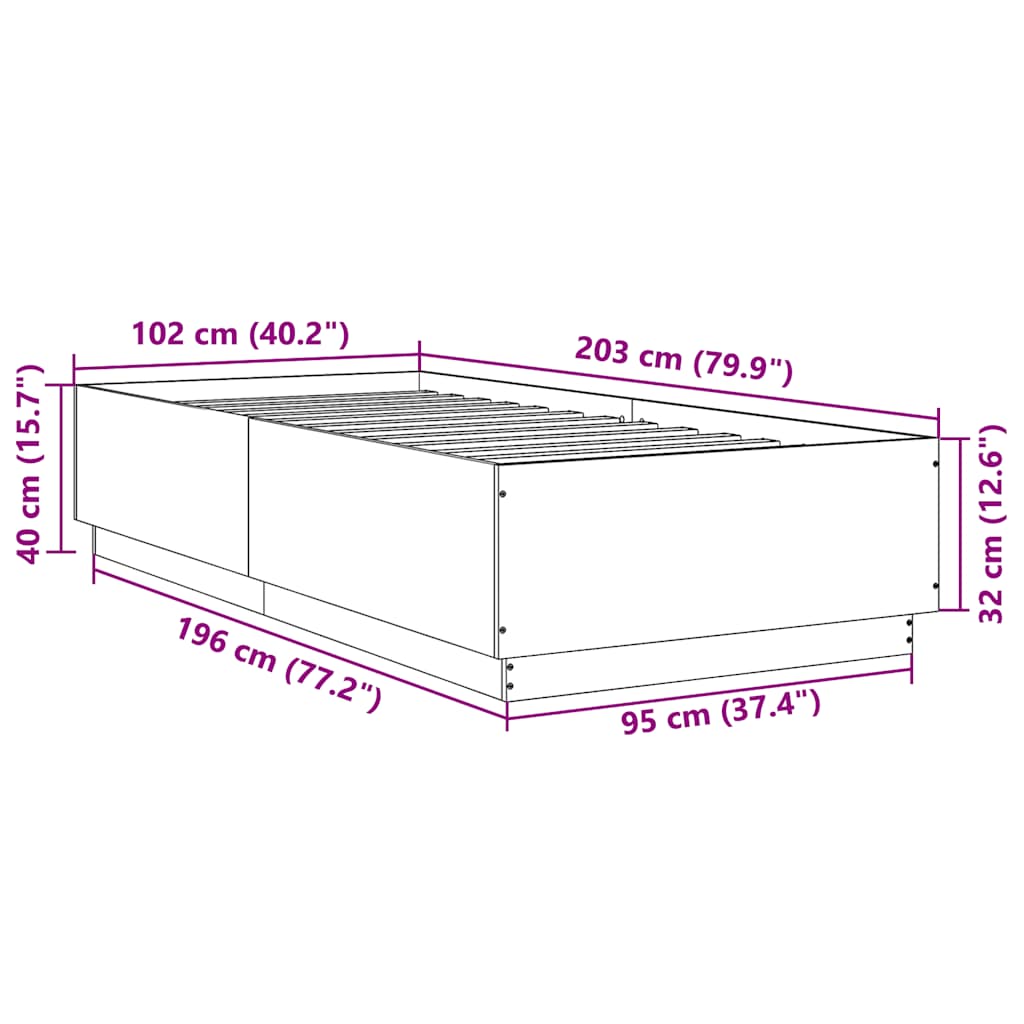 Cadre de lit sans matelas noir 100x200 cm - XIOS
