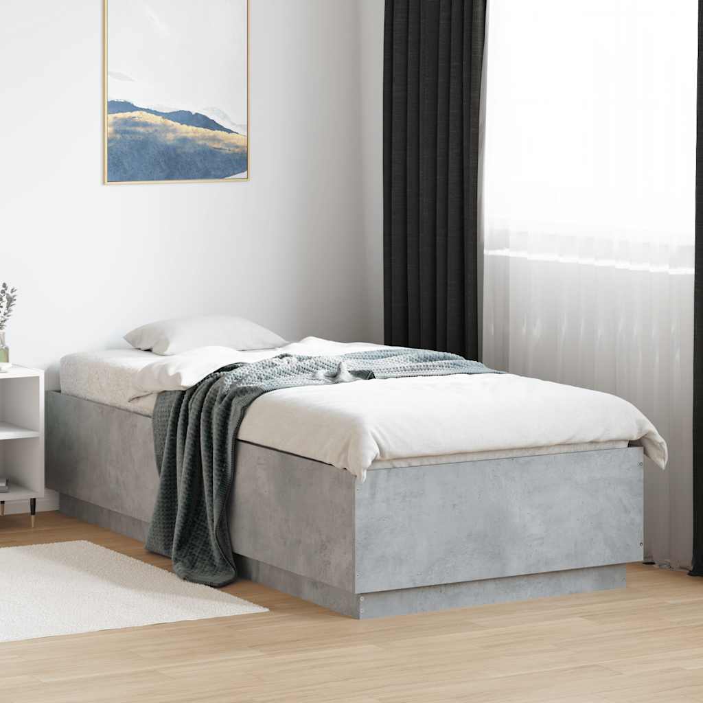 Cadre de lit sans matelas gris béton 100x200 cm - XIOS