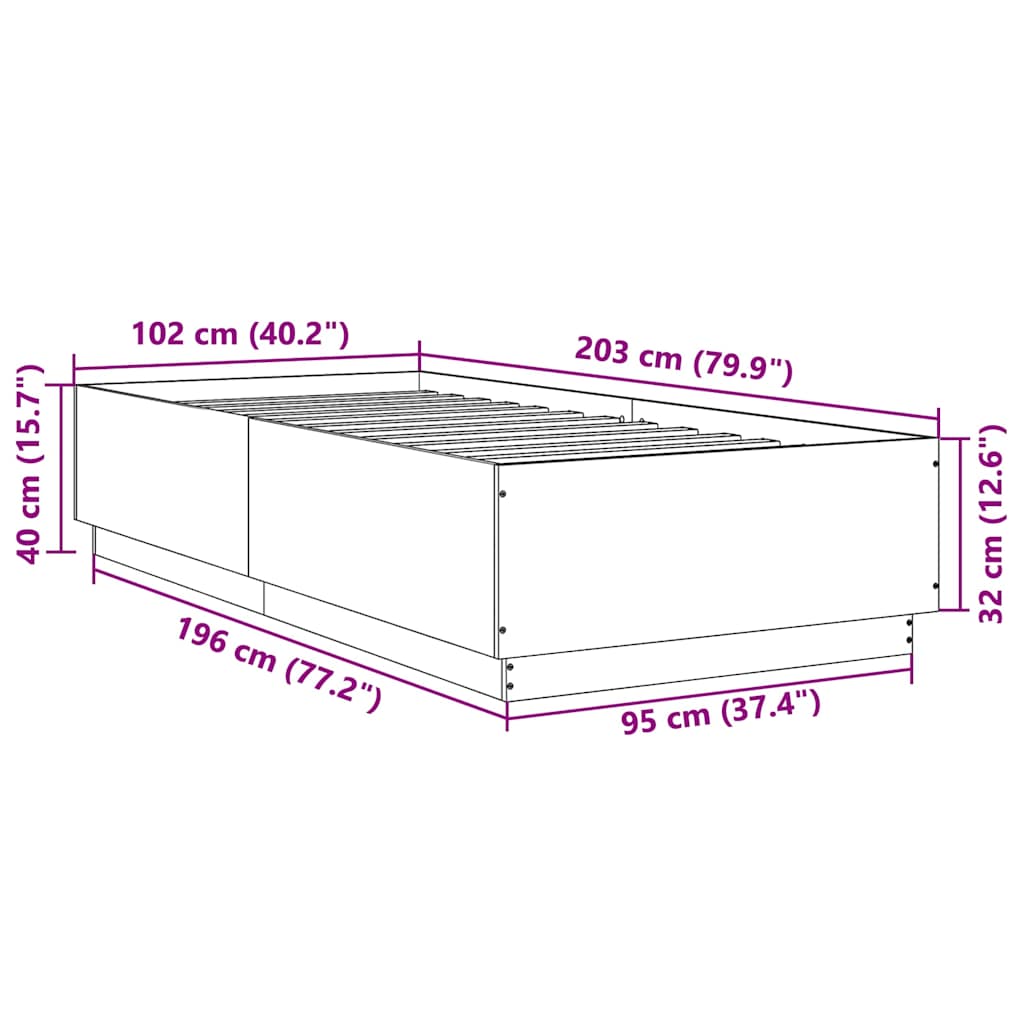 Cadre de lit sans matelas sonoma gris 100x200 cm - XIOS