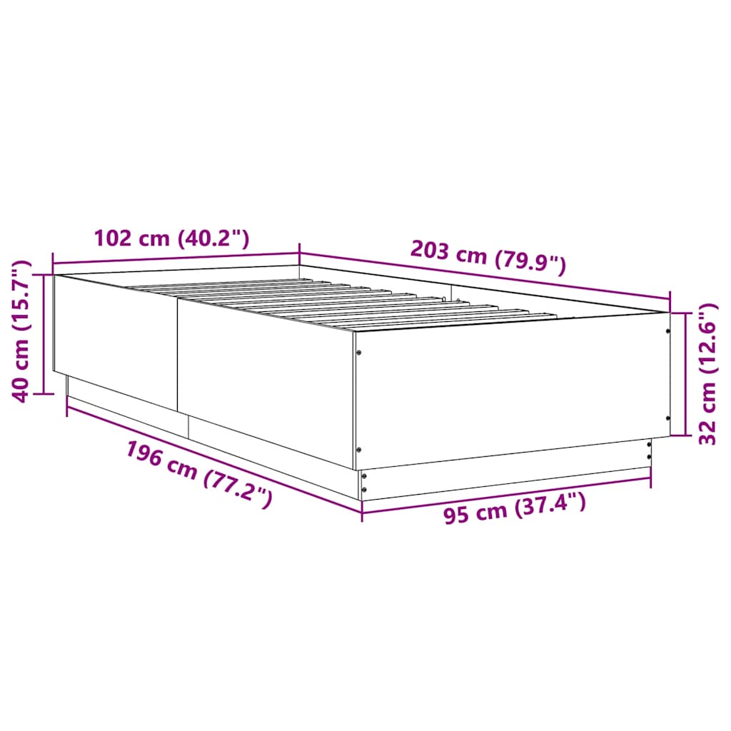 Cadre de lit sans matelas chêne marron 100x200 cm - XIOS