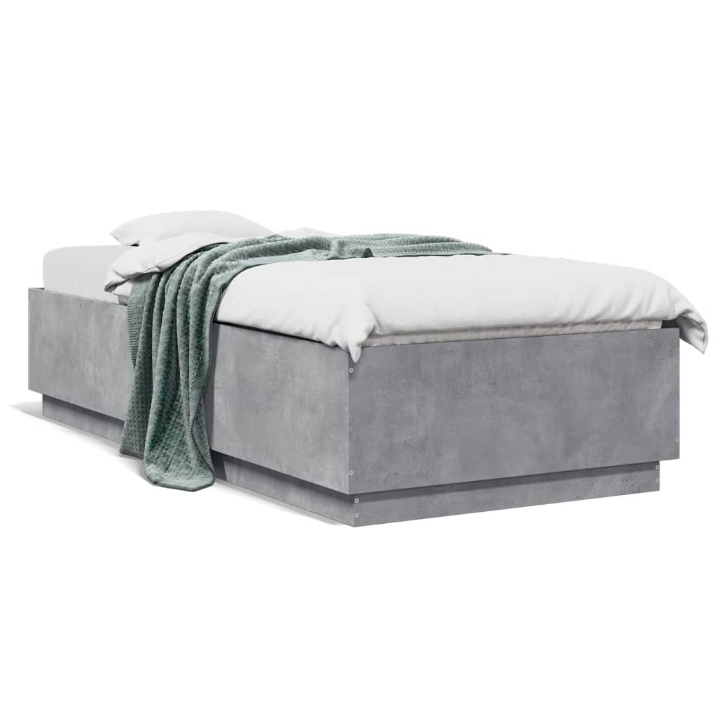 Cadre de lit sans matelas gris béton 90x200 cm - XIOS