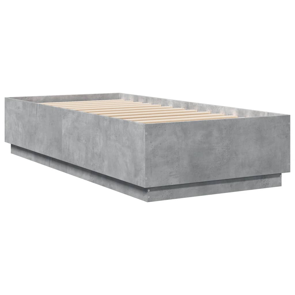 Cadre de lit sans matelas gris béton 90x200 cm - XIOS