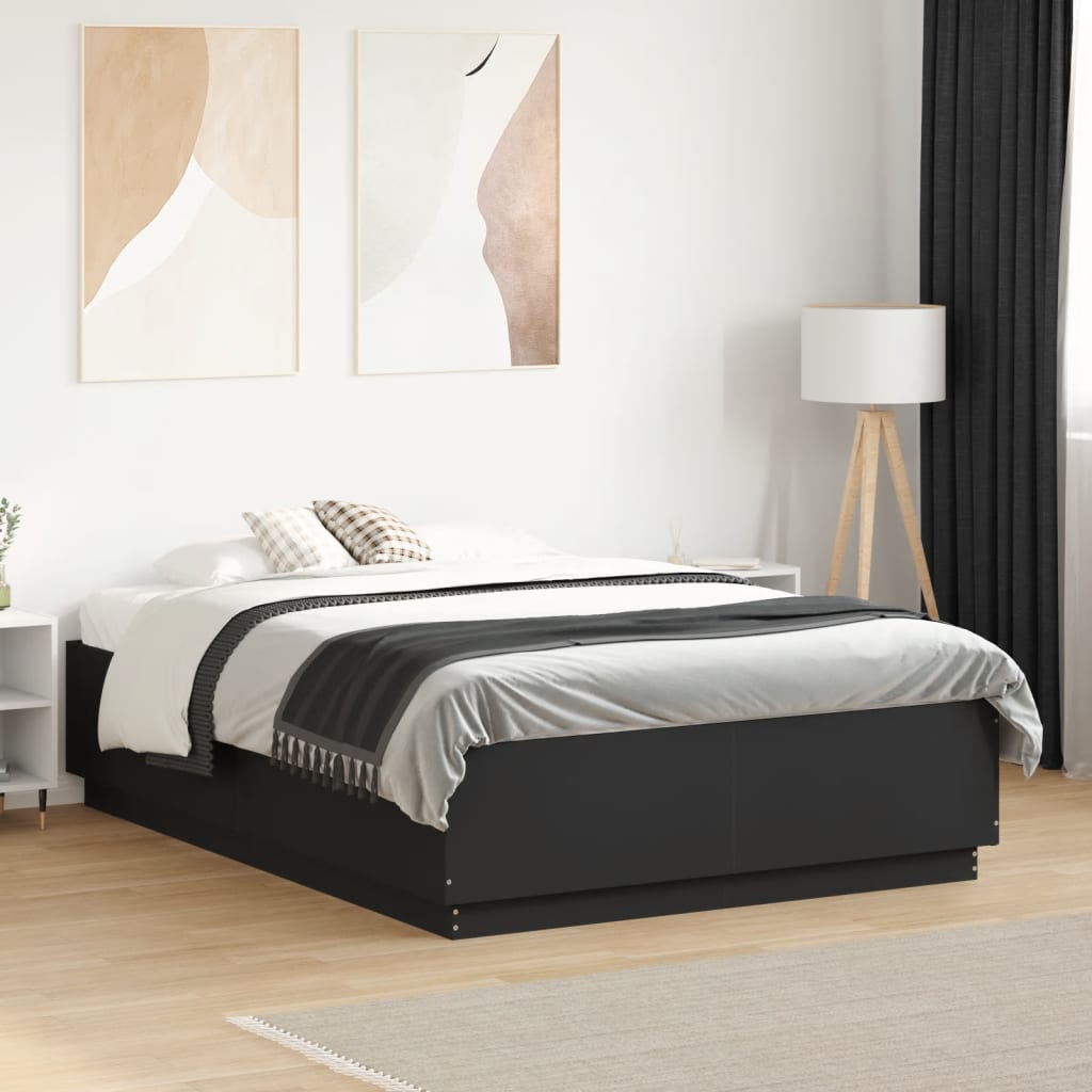 Cadre de lit sans matelas noir 140x190 cm - XIOS